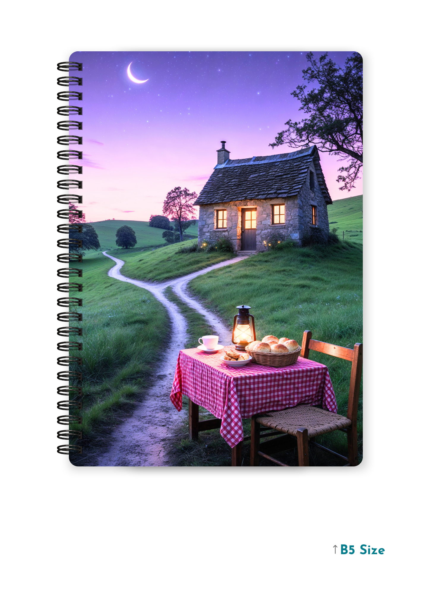 MOONLIT COTTAGE cover page - A4 / B5 Size Wiro Notebook
