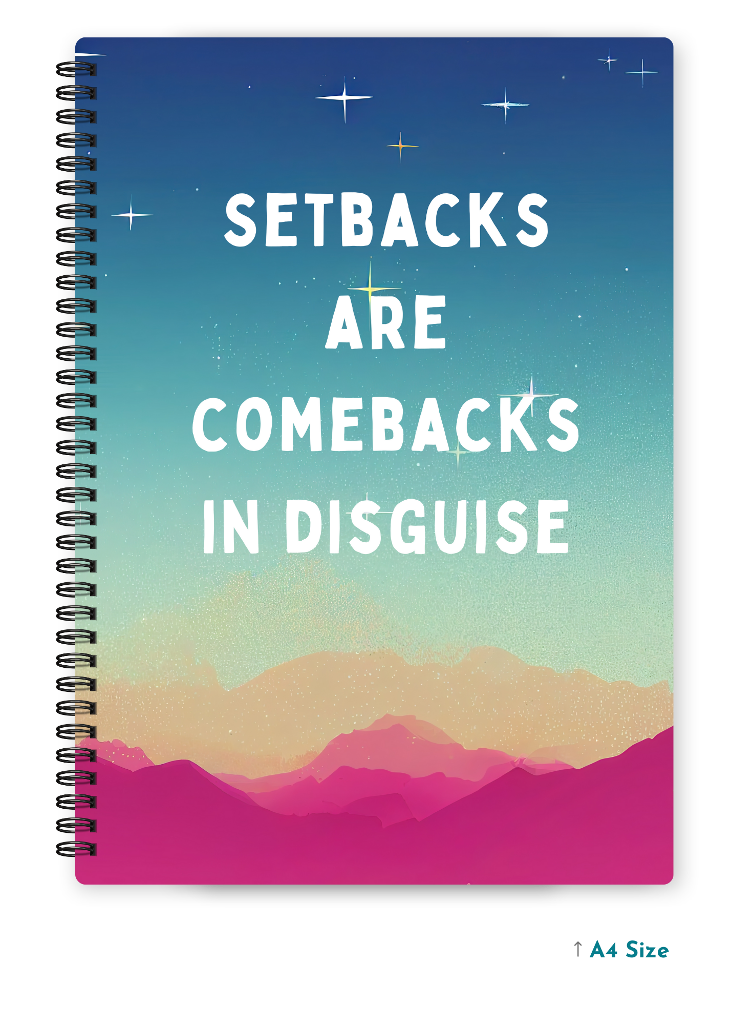 SETBACKS ARE COMEBACKS cover page - A4 / B5 Size Wiro Notebook