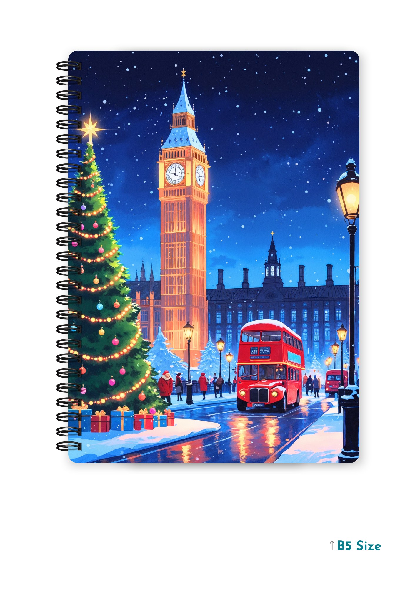 LONDON NOEL cover page - A4 / B5 Size Wiro Notebook