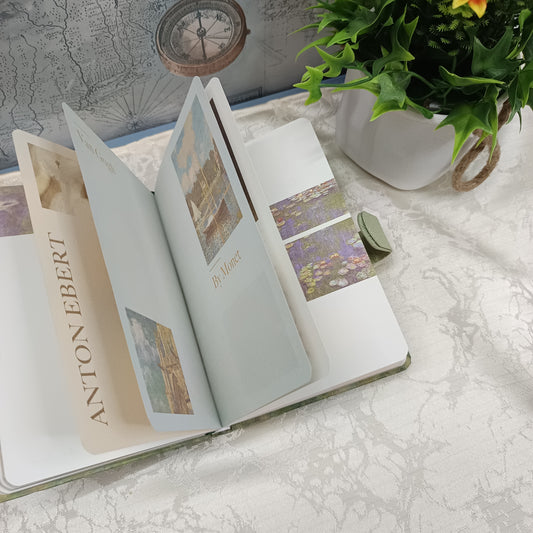 Monet’s Garden Oil Painting Art Gift Box | Magnetic Hardcover Notebook & Vintage Stationery Set with Stickers, Note Pad, Washi Tapes and Metal Bookmark