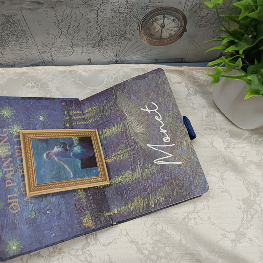 Water Lilies at Midnight Art Gift Box Set | Oil Painting–Inspired Vintage Stationery Collection with Hardcover Notebook, Stickers & Washi Tape