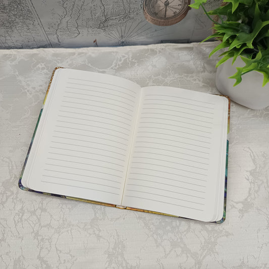 Embossed Bohemian Muse Profile Retro Illustration Hard Cover Notebook with Elastic Closure & Bookmark Ribbon | Premium Acid-Free Natural Shade Paper | Ruled | 192 Pages | B6