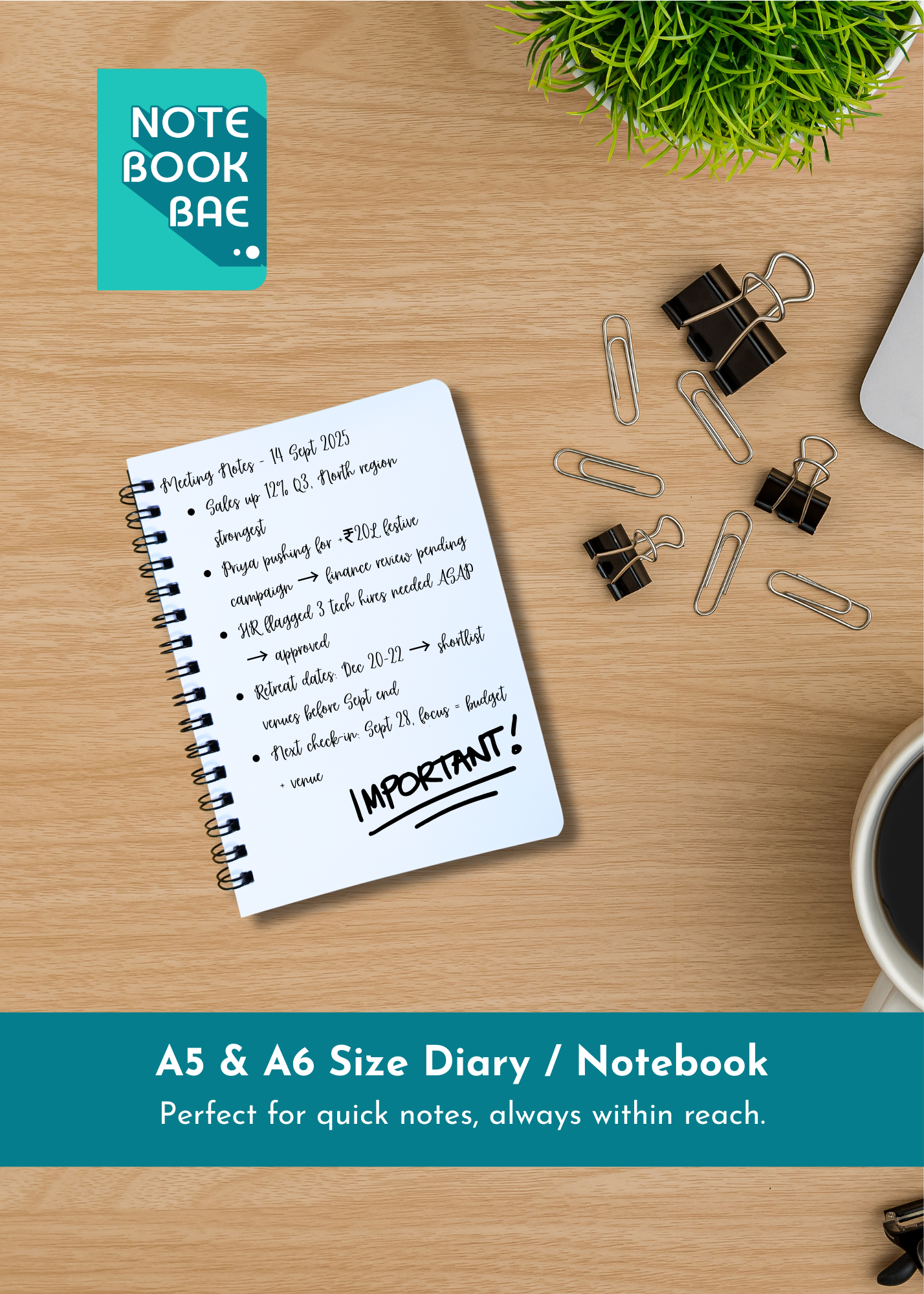 A5 / A6 Size Notebook - Custom Front Cover Design