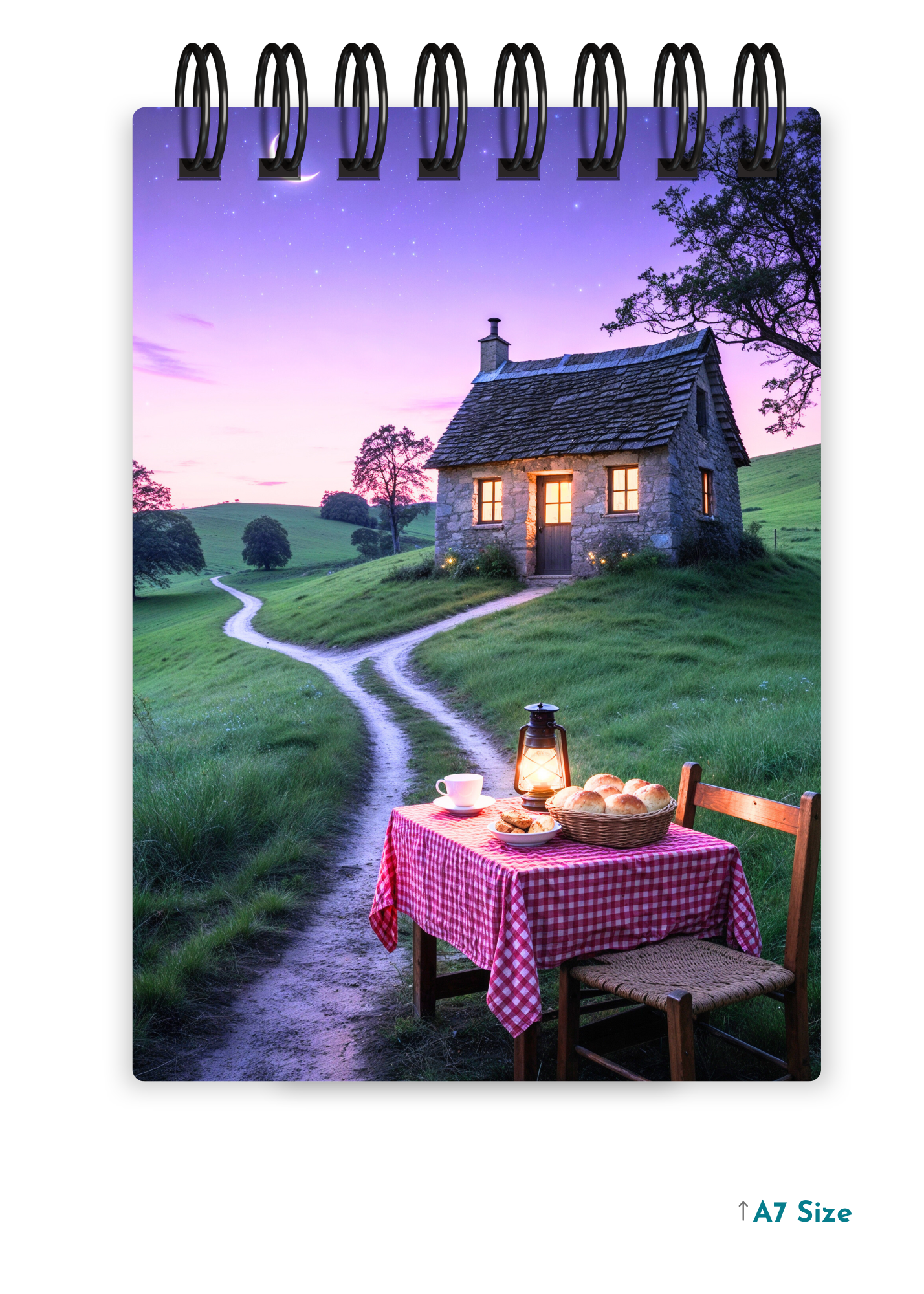 MOONLIT COTTAGE cover page - A7 Size Pocket Notepad