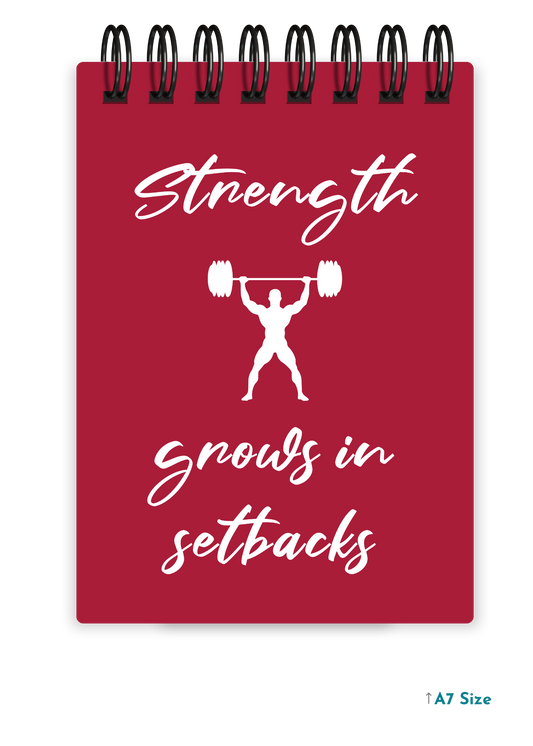 STRENGTH GROWS IN SETBACKS cover page - A7 Size Pocket Notepad