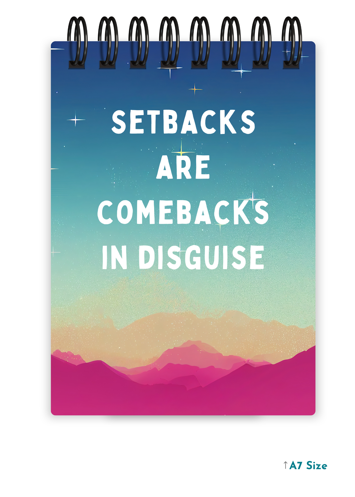 SETBACKS ARE COMEBACKS cover page - A7 Size Pocket Notepad