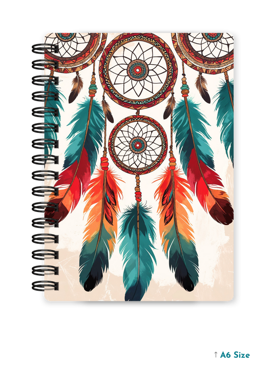 MYSTIC FEATHERS cover page - A5 / A6 Size Wiro Notebook
