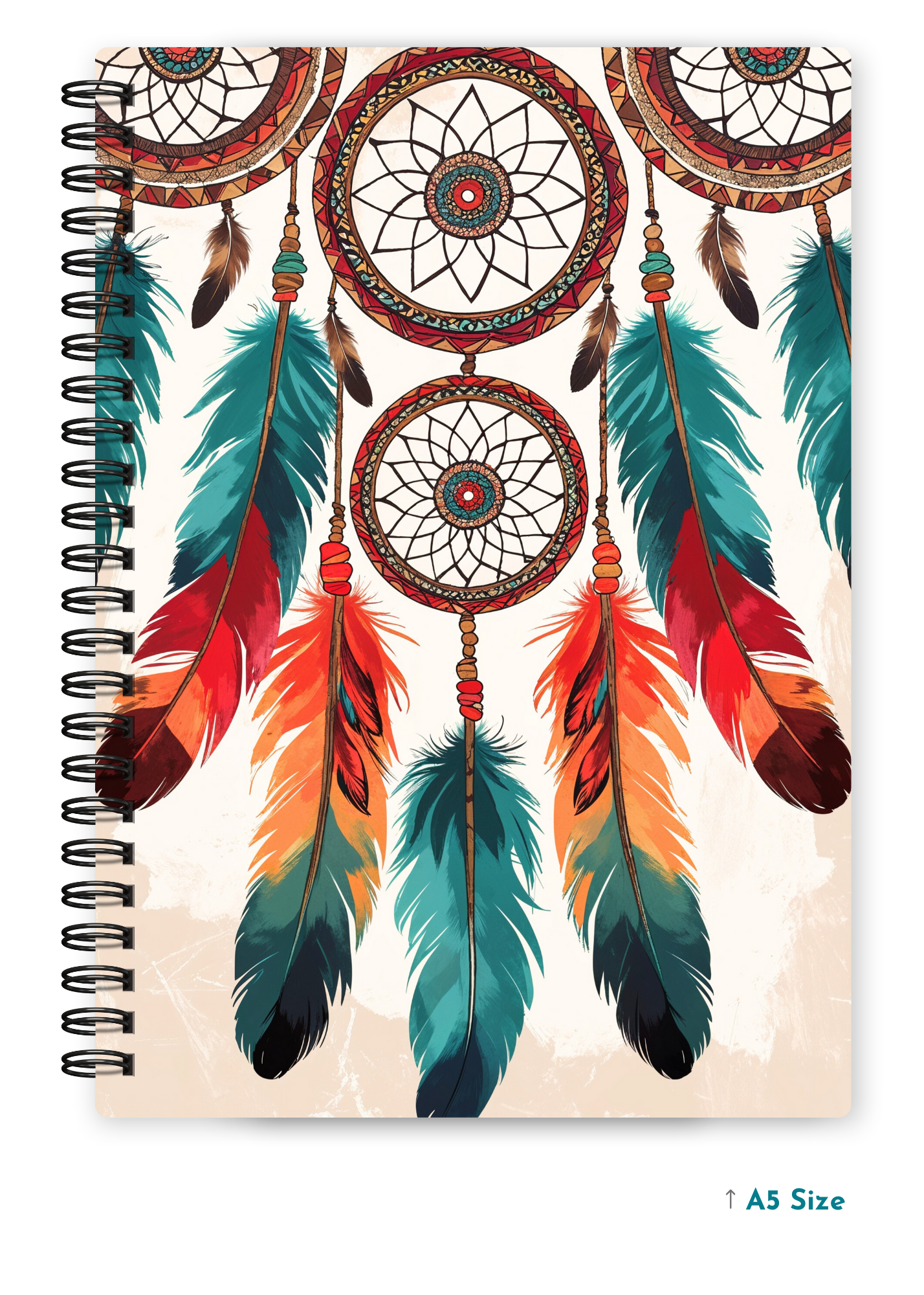 MYSTIC FEATHERS cover page - A5 / A6 Size Wiro Notebook