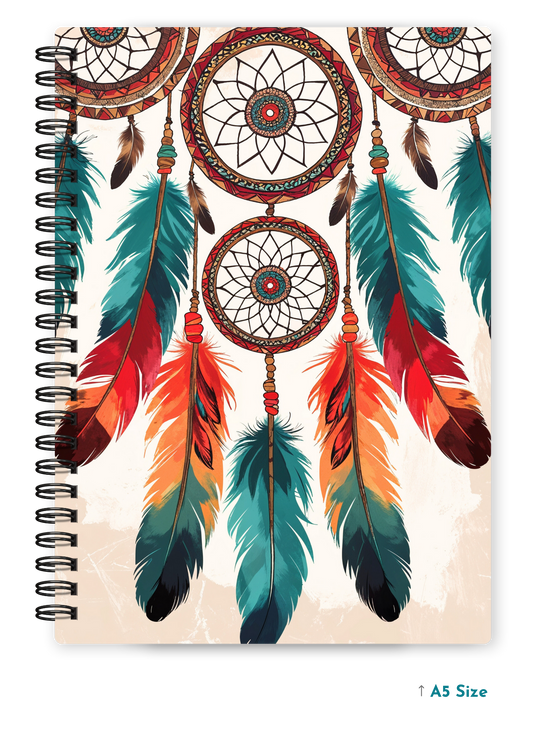 MYSTIC FEATHERS cover page - A5 / A6 Size Wiro Notebook