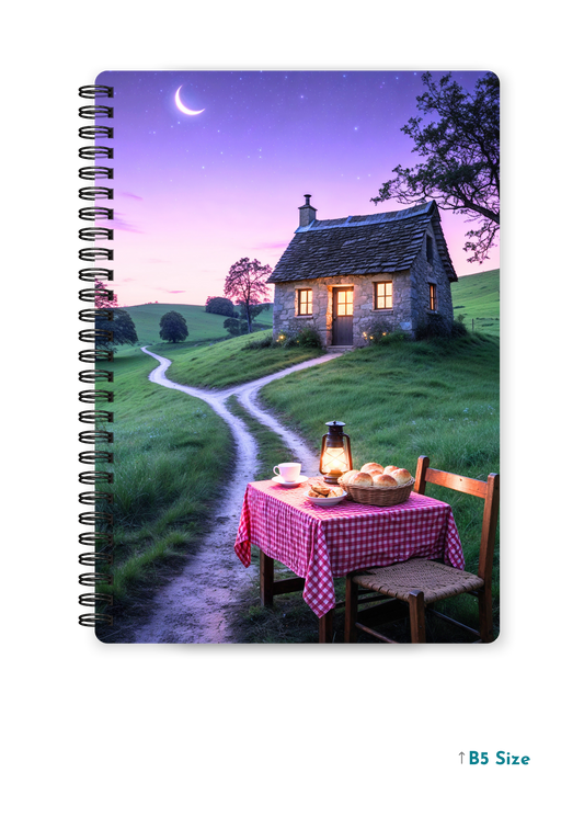 MOONLIT COTTAGE cover page - A4 / B5 Size Wiro Notebook