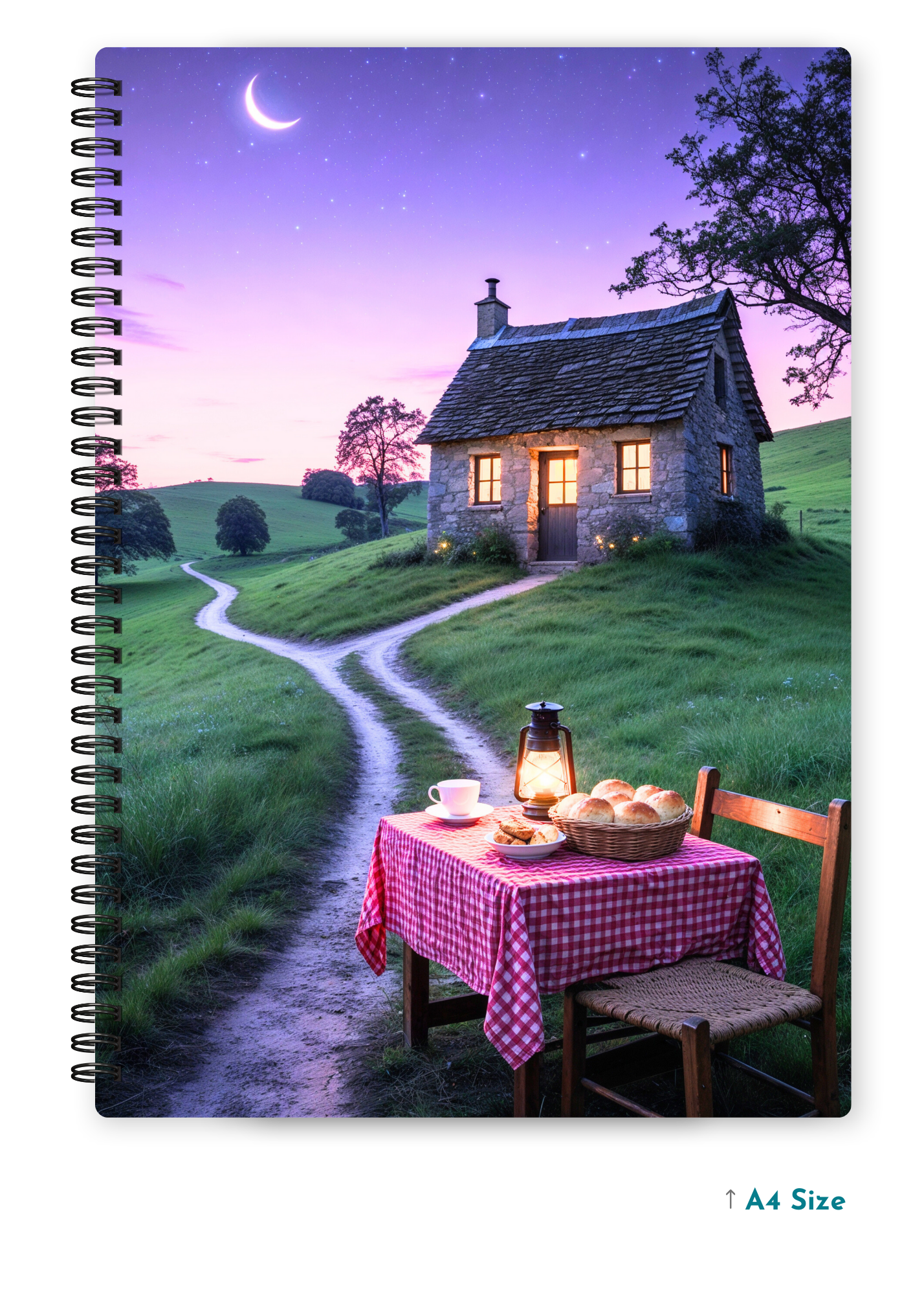 MOONLIT COTTAGE cover page - A4 / B5 Size Wiro Notebook