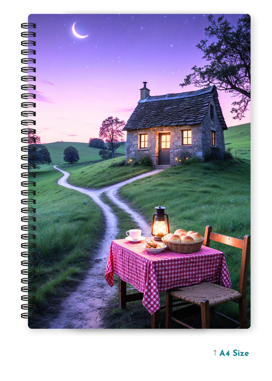 MOONLIT COTTAGE cover page - A4 / B5 Size Wiro Notebook