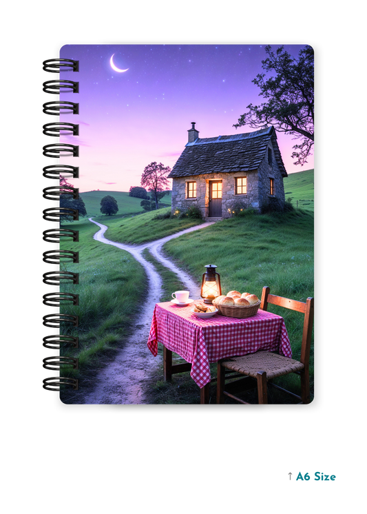 MOONLIT COTTAGE cover page - A5 / A6 Size Wiro Notebook