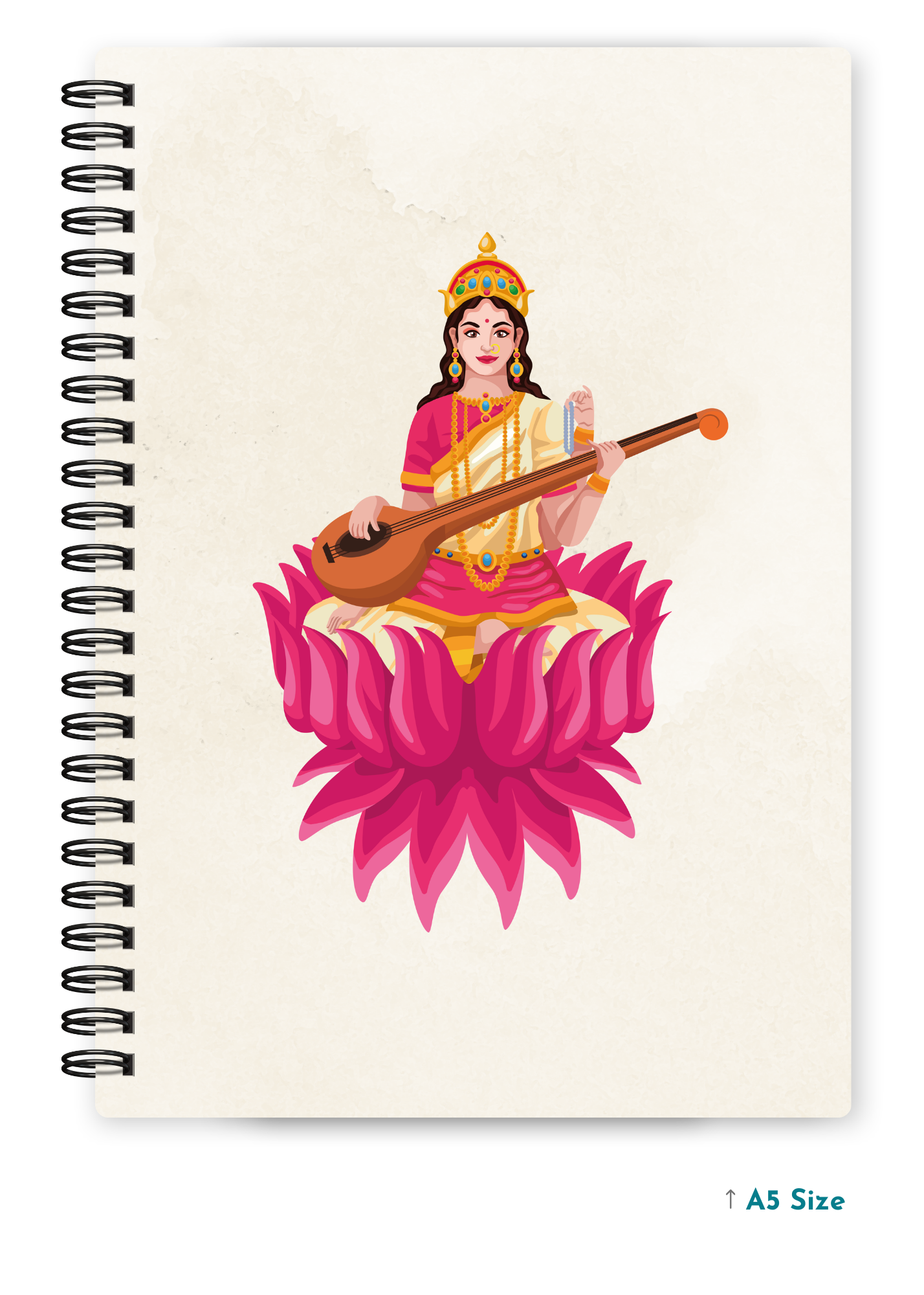 MAA SARASWATI cover page - A5 / A6 Size Wiro Notebook