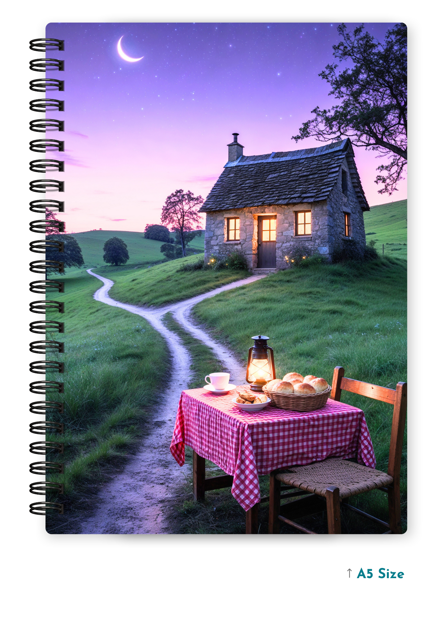MOONLIT COTTAGE cover page - A5 / A6 Size Wiro Notebook