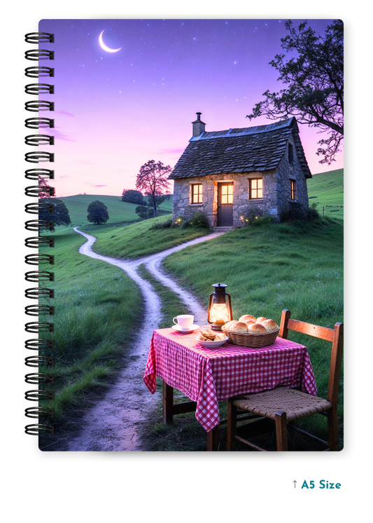 MOONLIT COTTAGE cover page - A5 / A6 Size Wiro Notebook