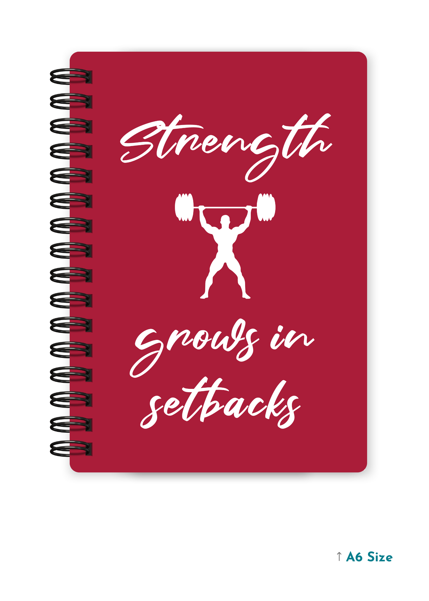 STRENGTH GROWS IN SETBACKS cover page - A5 / A6 Size Wiro Notebook