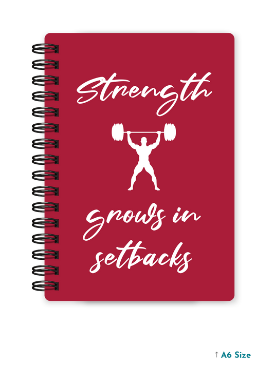 STRENGTH GROWS IN SETBACKS cover page - A5 / A6 Size Wiro Notebook