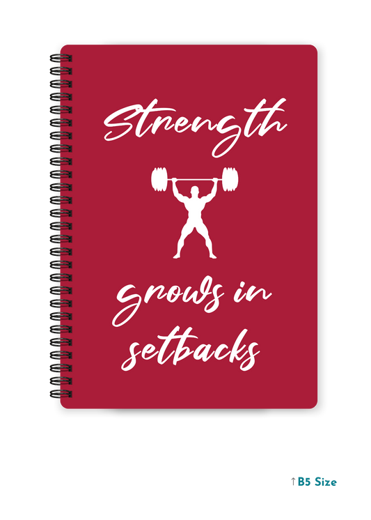 STRENGTH GROWS IN SETBACKS cover page - A4 / B5 Size Wiro Notebook