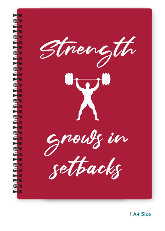 STRENGTH GROWS IN SETBACKS cover page - A4 / B5 Size Wiro Notebook