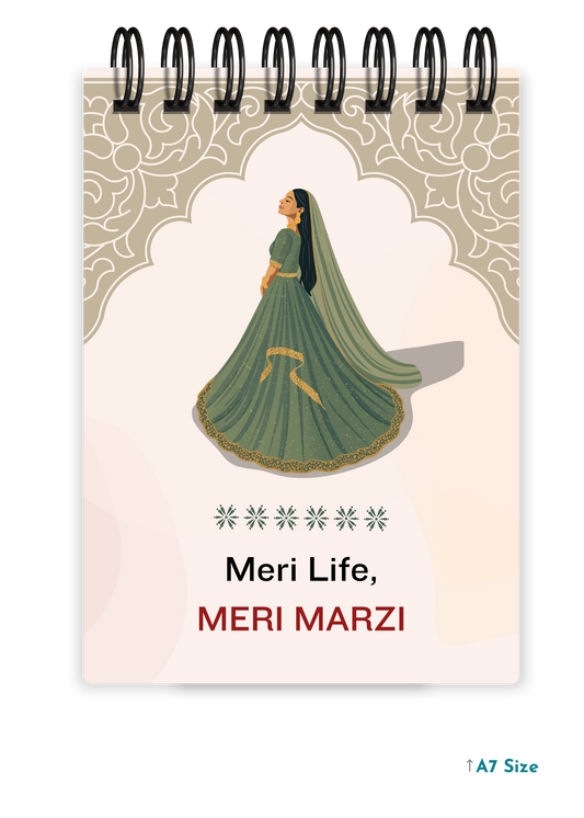 MERI LIFE, MERI MARZI cover page - A7 Size Pocket Notepad