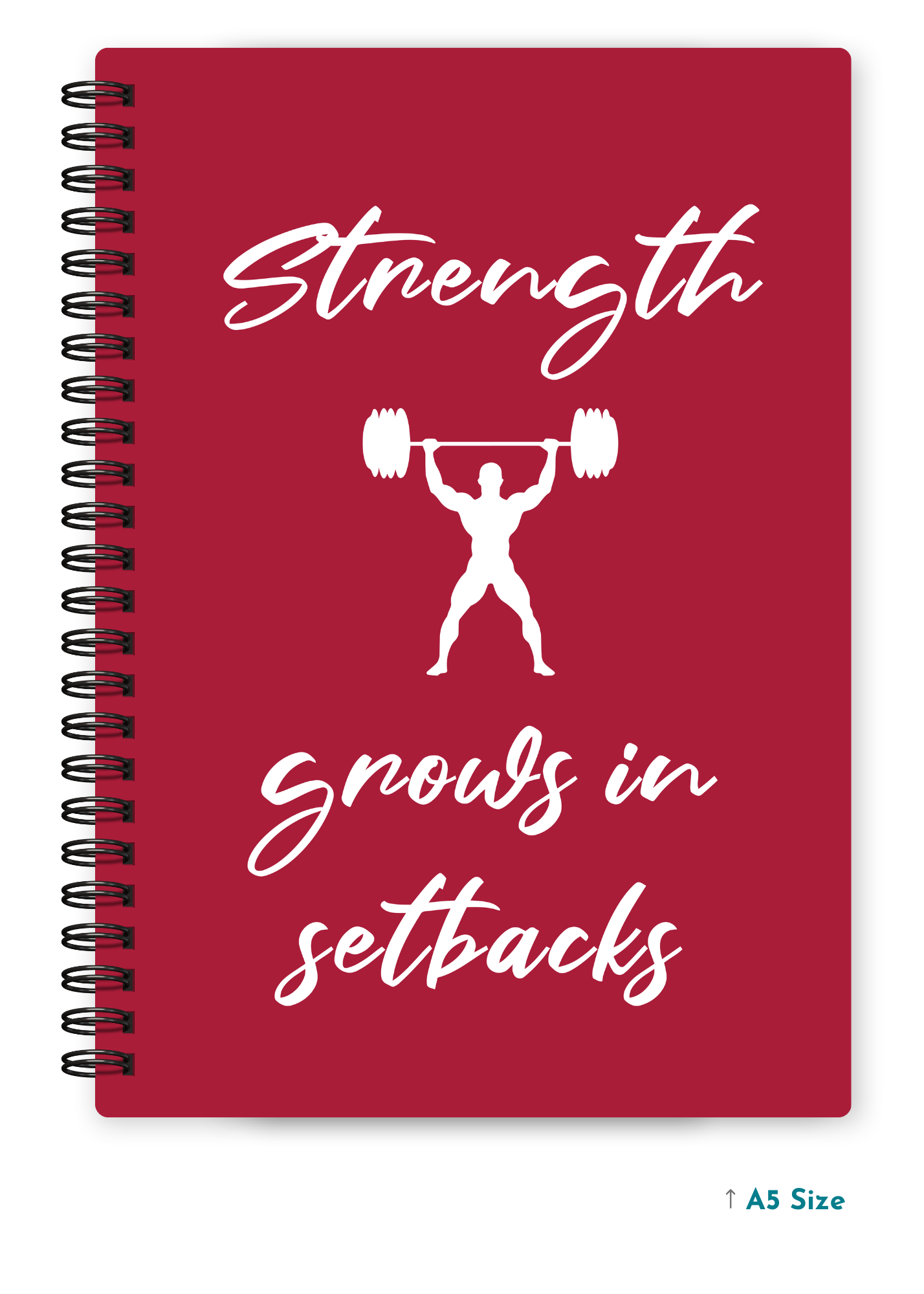 STRENGTH GROWS IN SETBACKS cover page - A5 / A6 Size Wiro Notebook
