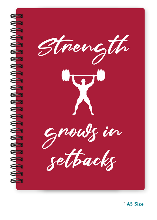 STRENGTH GROWS IN SETBACKS cover page - A5 / A6 Size Wiro Notebook