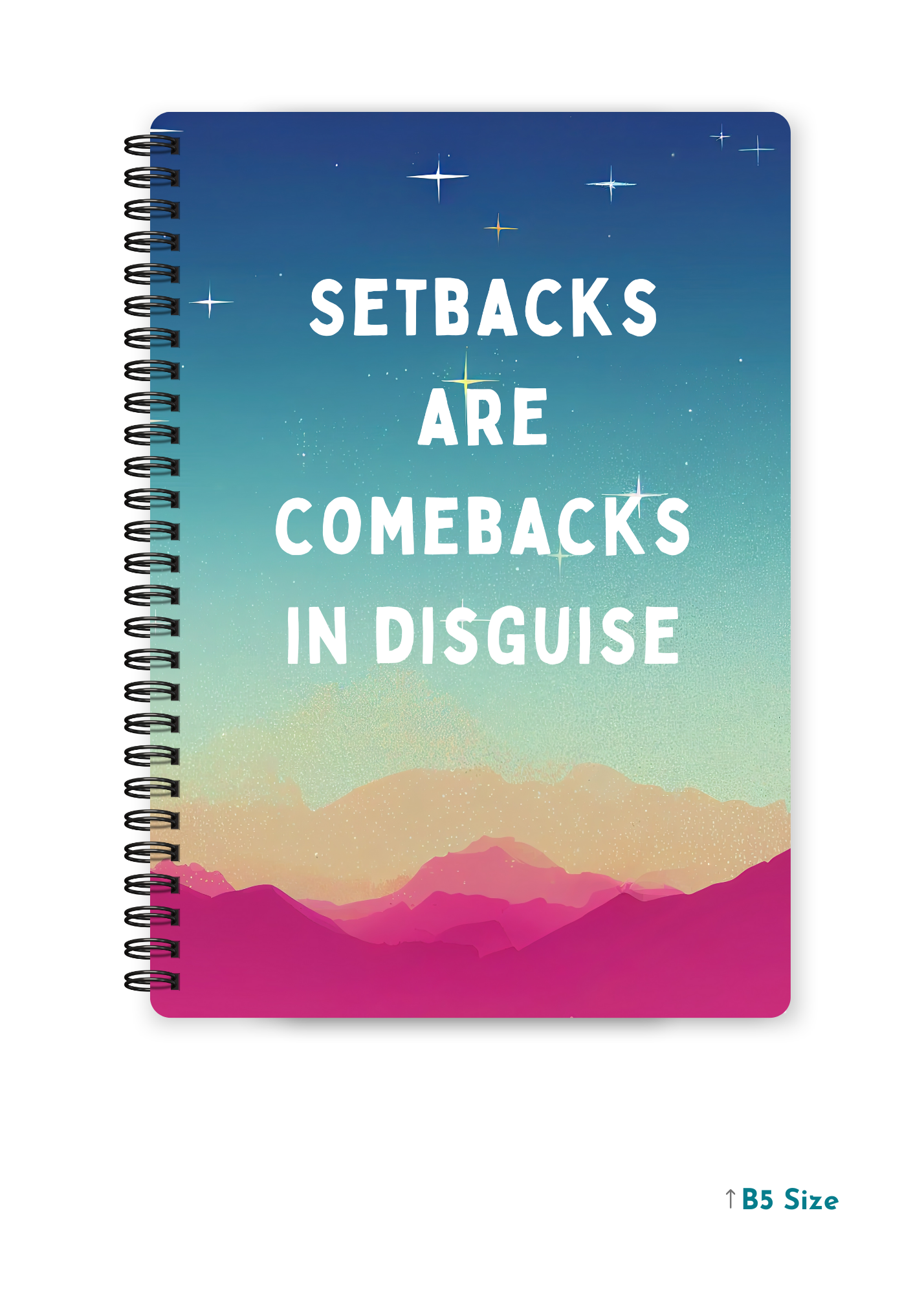 SETBACKS ARE COMEBACKS cover page - A4 / B5 Size Wiro Notebook
