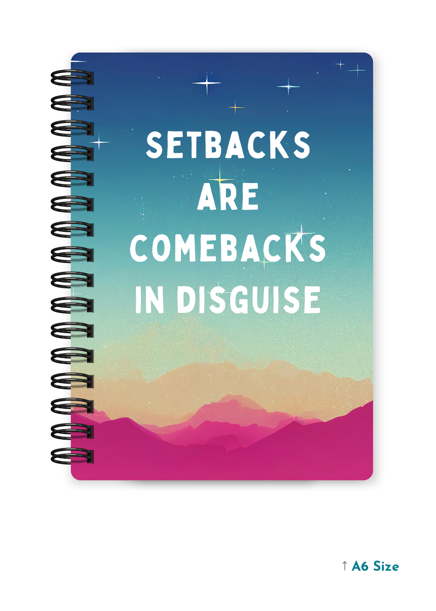 SETBACKS ARE COMEBACKS cover page - A5 / A6 Size Wiro Notebook