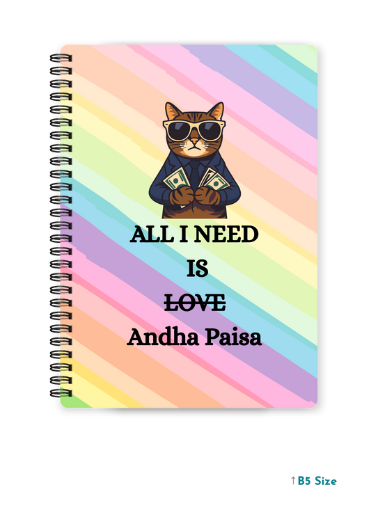 ALL I NEED IS cover page - A4 / B5 Size Wiro Notebook