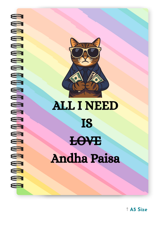 ALL I NEED IS cover page - A5 / A6 Size Wiro Notebook