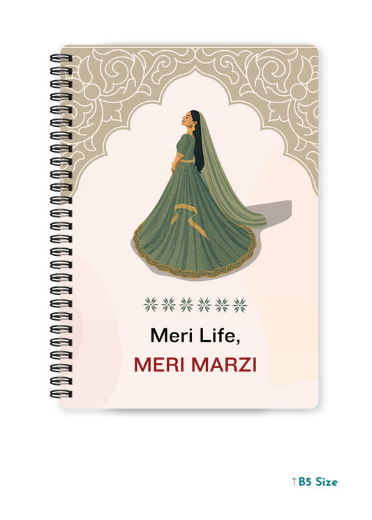 MERI LIFE, MERI MARZI cover page - A4 / B5 Size Wiro Notebook