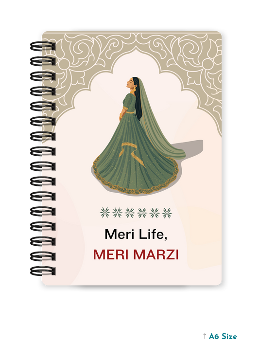MERI LIFE, MERI MARZI cover page - A5 / A6 Size Wiro Notebook