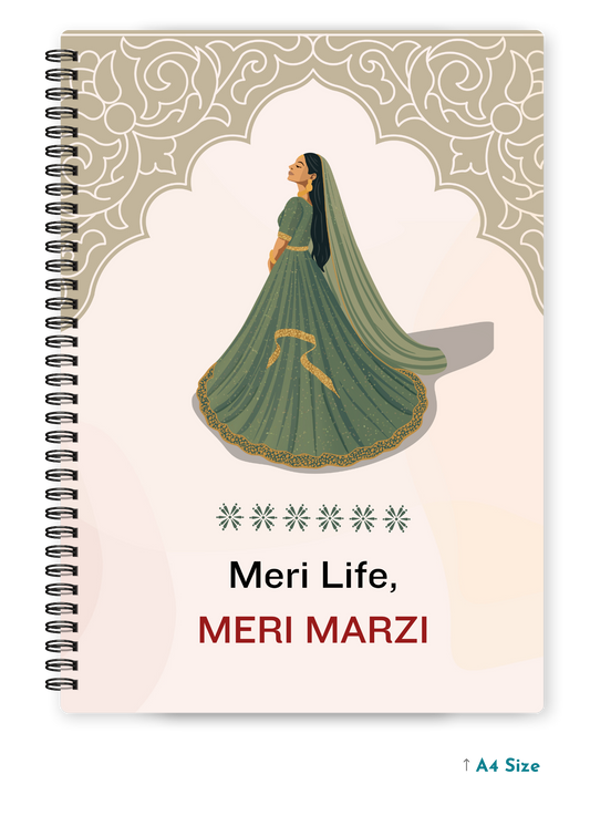 MERI LIFE, MERI MARZI cover page - A4 / B5 Size Wiro Notebook