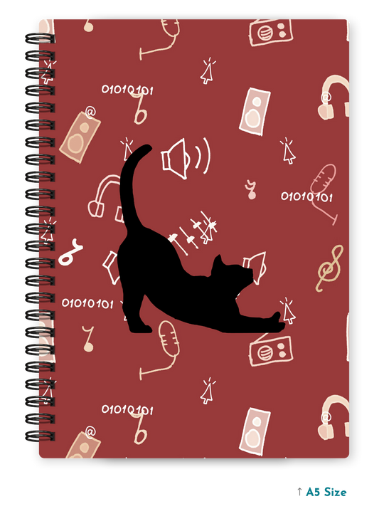 CAT ASANA cover page - A5 / A6 Size Wiro Notebook