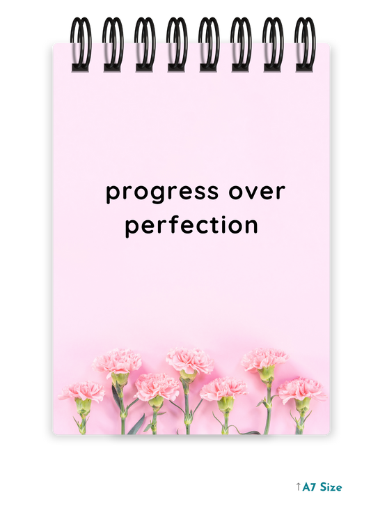 PROGRESS OVER PERFECTION cover page - A7 Size Pocket Notepad
