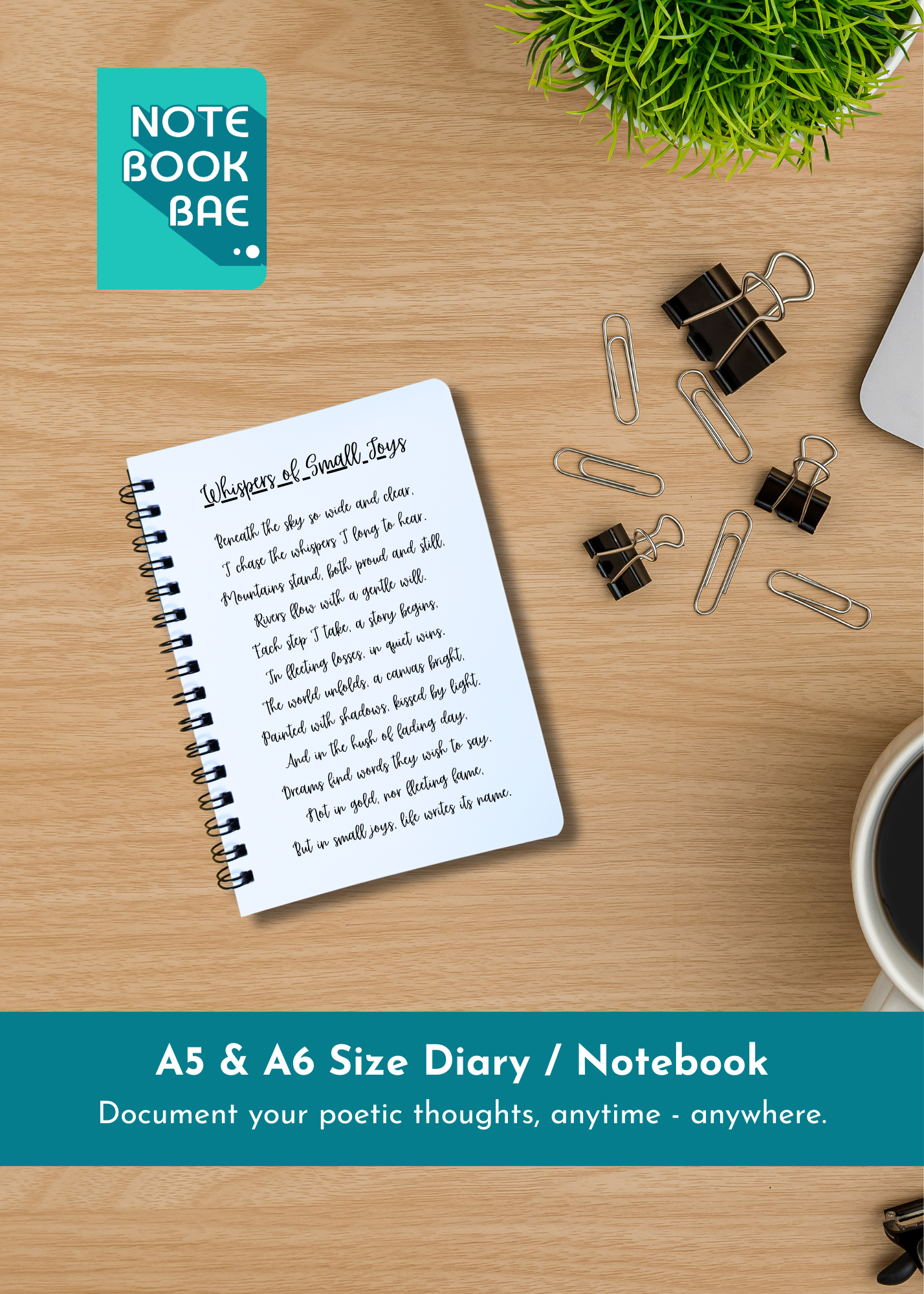 A5 / A6 Size Notebook - Custom Front Cover Design